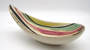 Western Germany Dish Gold Trimmed Striped Banana-shaped 7 1/2" L Vtg - Picture 1 of 4