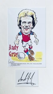 Andy Gray HAND SIGNED 12x8 ASTON VILLA Caricature Mounted Photograph *COA* - Picture 1 of 2