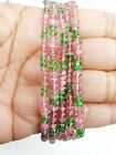 Natural Pink And Green Tsavorite Gemstone Smooth Rondelle Stone Beads Tassel