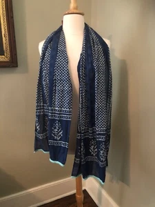 Bufanda oblonga estampada Chevron para mujer - azul oscuro talla única delgada ligera - Imagen 1 de 7