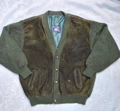 Cárdigan Suéter Chaqueta Verde Vintage Burberry Años 80 Lana Mohair Acrílico Talla 8/L Foto 1 de 4
