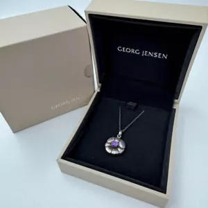 Genuino Georg Jensen Collar Amatista Plata 925 436 46 pulgadas Usado Japón 0121 122 - Imagen 1 de 13