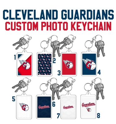 CLEVELAND GUARDIANS MLB Baseball 2 Sided Large Photo Keychain CUSTOM YOU CHOOSE - Image 1 of 4