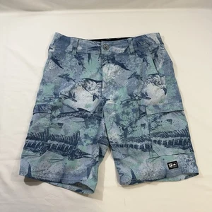Pelagic High Performance Swimming Board Shorts Blue Fish Theme Men’s Size 30 - Picture 1 of 6