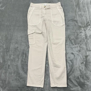 J. Jill Pants Womens 2 Petite Ivory Cargo Ankle Stretch Pockets Casual City Work - Picture 1 of 11