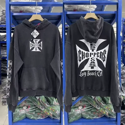 Sudadera con capucha West Coast Choppers All Over Cross negra de algodón pesado para hombre Foto 1 de 4