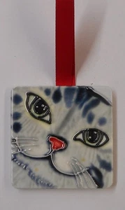 Katze Fliese Sammlerstück Ornament 2 1/2 x 2 1/2 Zoll - Bild 1 von 1