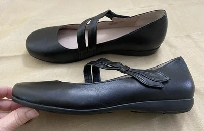 ABEO Talia BioSystem Leather Flat Mary Jane Ballet Black Comfort 9 N - Image 1 of 4