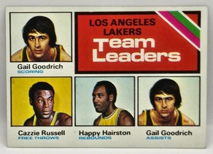 75-76 Topps (líderes de equipo) G. Goodrich/C. Russell/H. Hairston (LA Lakers) #125 - Imagen 1 de 2