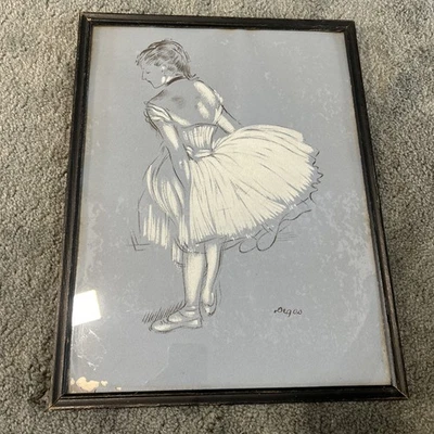 BAILARINA VINTAGE ENMARCADA EDGAR DEGAS DOBLE MATE 17X13" IMPRESIÓN COLOR SUAVE Foto 1 de 4