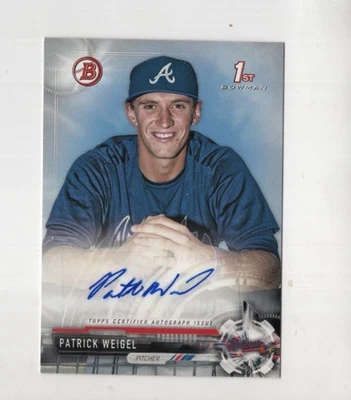 PATRICK WEIGEL 2017 BOWMAN BASEBALL 1ST BOWMAN PROSPECT AUTOGRAPH ATLANTA AUTO - Image 1 of 2