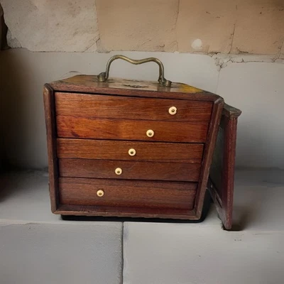 Vintage MAH JONG SET in Rosewood Box W/ Brass Handles & Brass Details 20’s China - Image 1 of 4