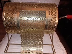 Vintage Brass Raffle Drum Bingo Spinner 12in Lottery Ticket Cage Red Handle MCM - Picture 1 of 7
