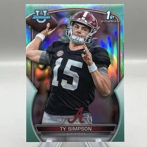 2022 Ty Simpson Bowman University Chrome #80 First Bowman Aqua Refractor /299 - Picture 1 of 3