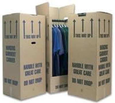 5 Tall Wardrobe Boxes Removal Garment Carriers Strong Double Wall Cardboard - Image 1 of 4