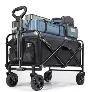 Bollerwagen Faltbar Offroad Schwarz Mehrzweckwagen Handwagen Strandwagen 100KG - Bild 1 von 14