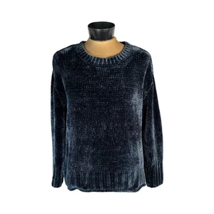 Max Studio Womens Chenille Long Sleeve Sweater Size M Blue - Picture 1 of 7