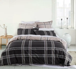 New Logan & Mason Charlie Slate Super King Quilt Cover Set Fully Reversible - Picture 1 of 6