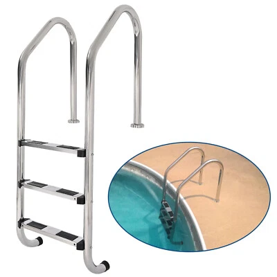 3 Escaleras Antideslizantes 304 Escalera de Acero Inoxidable para Piscina en el Suelo Foto 1 de 4
