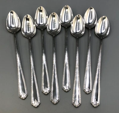 Lady Hilton by Westmoreland Sterling Silver set of 8 Iced Teaspoons 7 5/8" - Image 1 of 4