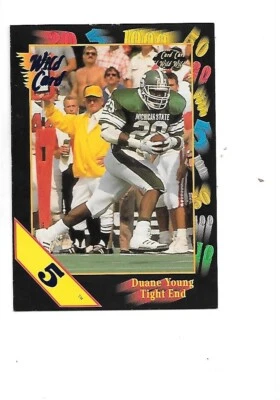 Duane Young 1991 Wild Card Draft  Football Card #125 5 Stripe insert - Image 1 of 2