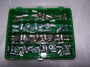 90tlg Nietmuttern Sortiment M6 + M8 Stahl und Edelstahl mit Flachkopf in Box - Bild 1 von 2