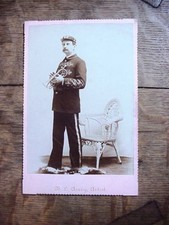 Antique CABINET CARD PHOTO of TRUMPET PLAYER in GAR UNIFORM  B.L. AVERY ARTIST