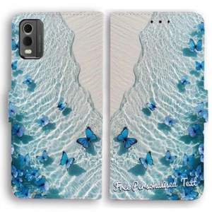 Personalised Text Wallet Phone Cover For HTC Series - Butterfly on Water - Picture 1 of 1