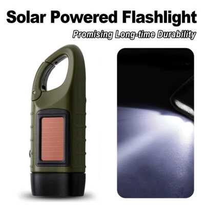 Tragbar Hand Kurbel Dynamo Taschenlampe Licht Camping LED Wiederaufladbar Solar - Bild 1 von 4