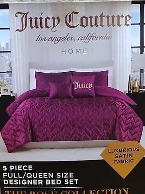JUICY COUTURE THE ROSE COLLECTION 5 PIECE BED KING SIZE SATIN JACQUARD COMFORTER - Image 1 of 4
