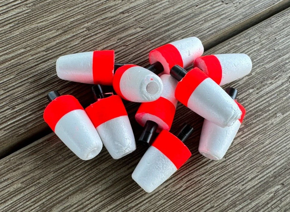 LOT OF 20 COMAL TACKLE 1" Little Brother Peg Floats Perch Crappie - Red/White