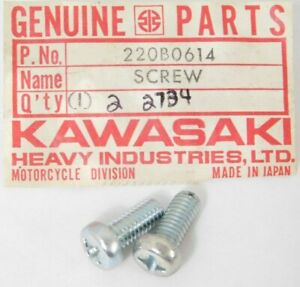 2 NOS Kawasaki Factory 6x14 Pan Head Screws ZX900 KLT200 KDX200 + OEM 220B0614