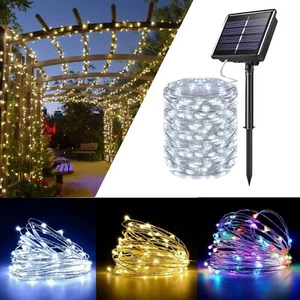 LED Solar String Lights Waterproof Copper Wire Fairy Christmas Garden Outdoor UK - Picture 1 of 8