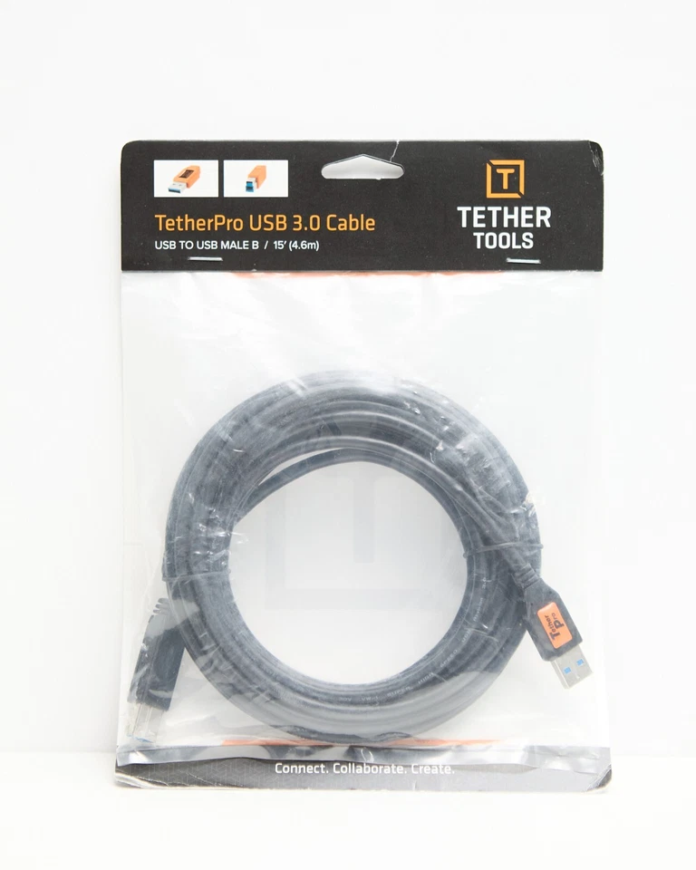 Tether Tools TetherPro USB 3.0 Cable - USB Male A to Male B. 15' / 4.6m. - Image 1 of 1