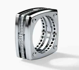 Unique Square Shape Men's Luxury Ring With 2.10CT Simulated Round Cut Sapphire - Picture 1 of 7