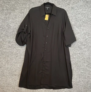 Alfani Dress Womens 1X Black Button Front Midi See Through Plus Size NEW - Picture 1 of 8