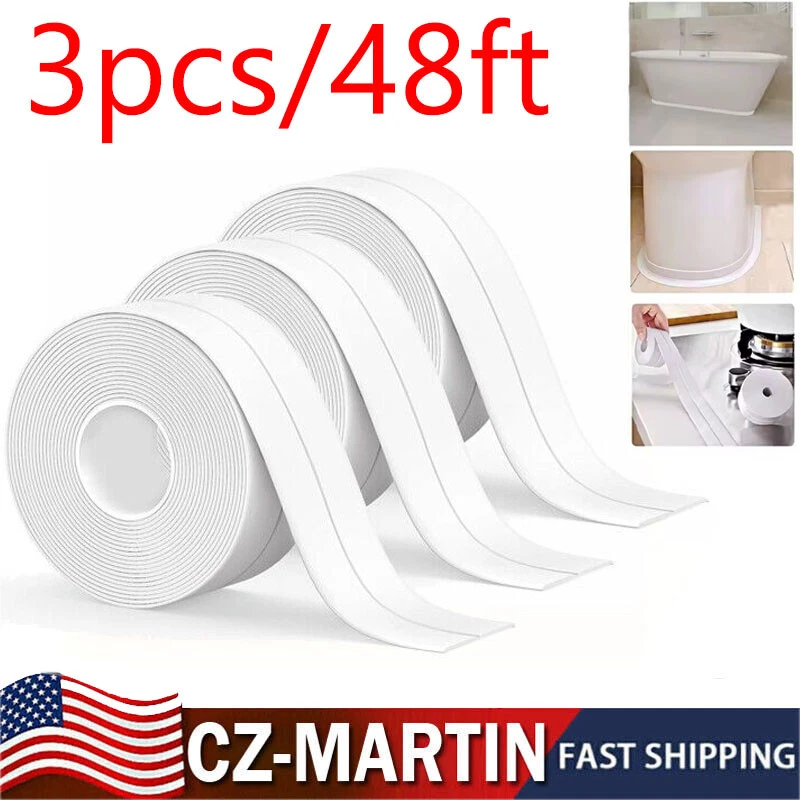 3PCS Caulk Tape Waterproof Self Adhesive for Bathroom Caulking Tape Shower Caulk - Image 1 of 4