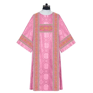Traditional Deacon Dalmatic with IHS Motif and Gold Woven Orphrey - Picture 1 of 16