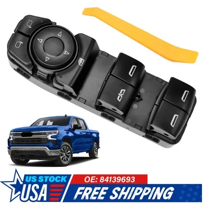 Interruptor maestro ventana lateral delantera izquierda para GMC Sierra 1500 2500 3500 HD 2020-2024 Foto 1 de 4
