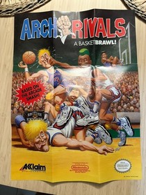 Arch Rivals Nintendo NES Foldable Promo Poster Insert ONLY