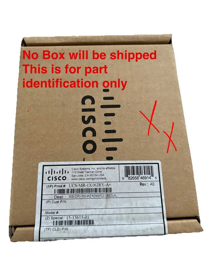 NEW ECC RAM CISCO UCS-MR-1X162RY-A 16GB DDR3-1600-MHz MEMORY - Image 1 of 3