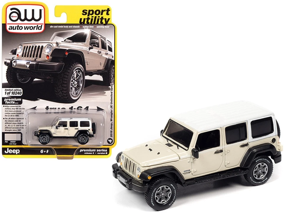 Jeep Wrangler JK Unlimited Sport Gobi 2018 Auto World 1/64 beige deportivo AWSP054B Foto 1 de 1