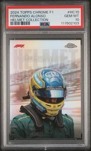 2024 Topps Chrome F1 Fernando Alonso #HC10 Refractor Helmet PSA 10 Gem Mint - Picture 1 of 3