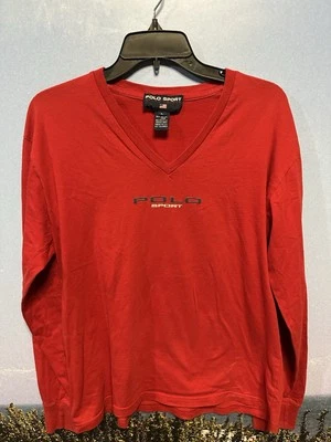 Camiseta Polo Deportiva Ralph Lauren RL De Colección Para Mujer Grande Roja Manga Larga Foto 1 de 4