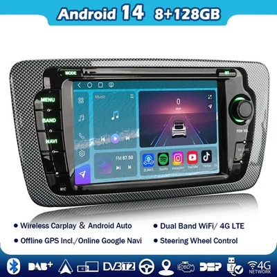 8+128GB 8-Kern Android 14 DAB+Autoradio Navi GPS Für SEAT IBIZA CarPlay DSP IPS - Bild 1 von 4