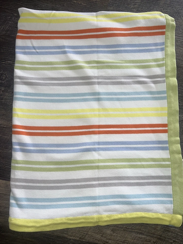 Manta bebé Ikea Dromland colorida a rayas blanca azul verde gris naranja amarillo Foto 1 de 2