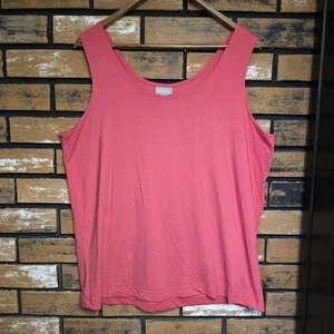 Chico’s Sz 3 Pink Salmon Tank Top Nylon Stretch Scoop Neck Shell XL 14/16 - Picture 1 of 5