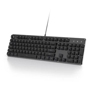 Black Full-Size Typewriter Keyboard Ice Blue Backlit Square Punk Keys - Picture 1 of 7