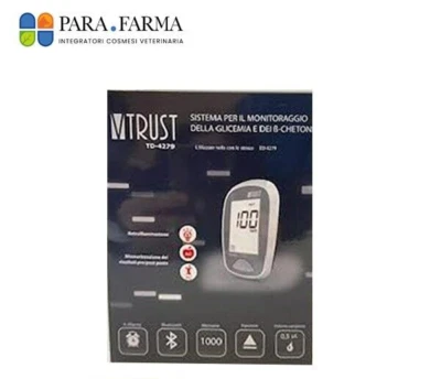 VTRUST STRUMENTO PER MISURAZIONE GLICEMIA TD4279 PGV + 25 LANCETTE + 25 STRISCE