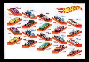 US 5321-5330, Hot Wheels Stamp Sheet ((20) 2022 Forever Self Stick Stamps, MNH - Picture 1 of 1